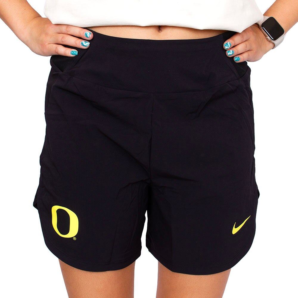 Classic Oregon O, Nike, Black, Shorts, Nylon, Women, 5", Primetime, Mid-rise, 5", 897055
